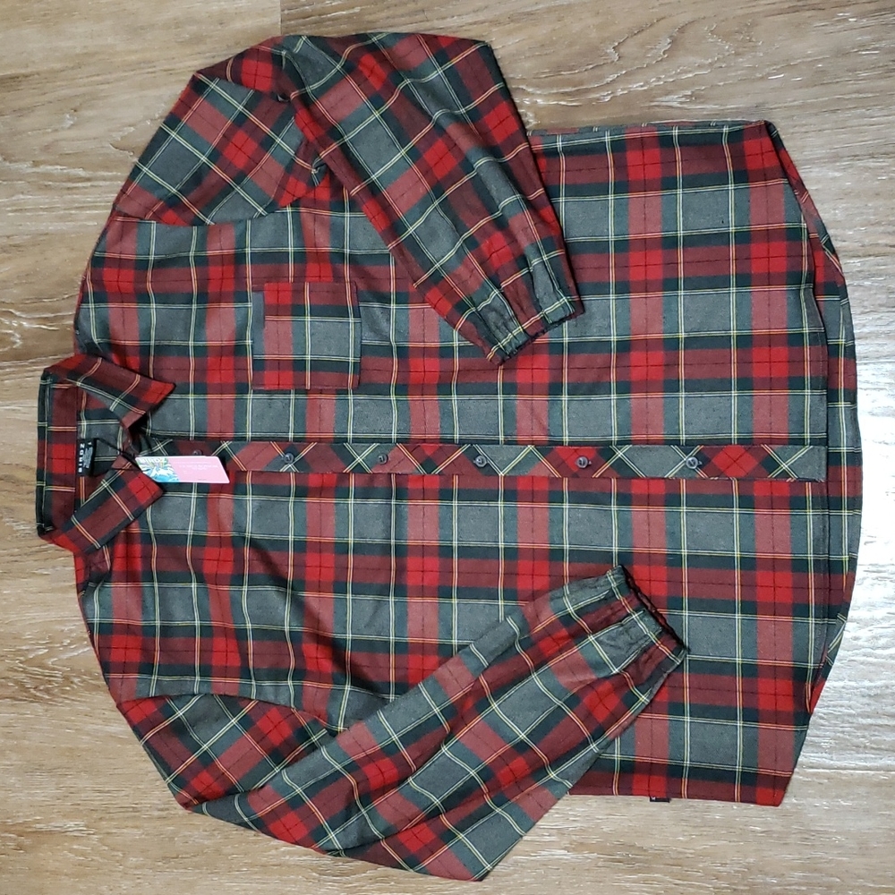 (L) NWT Birdz Men's Plaid Viscose Blend Button Down Shirt Country Outdoors Work